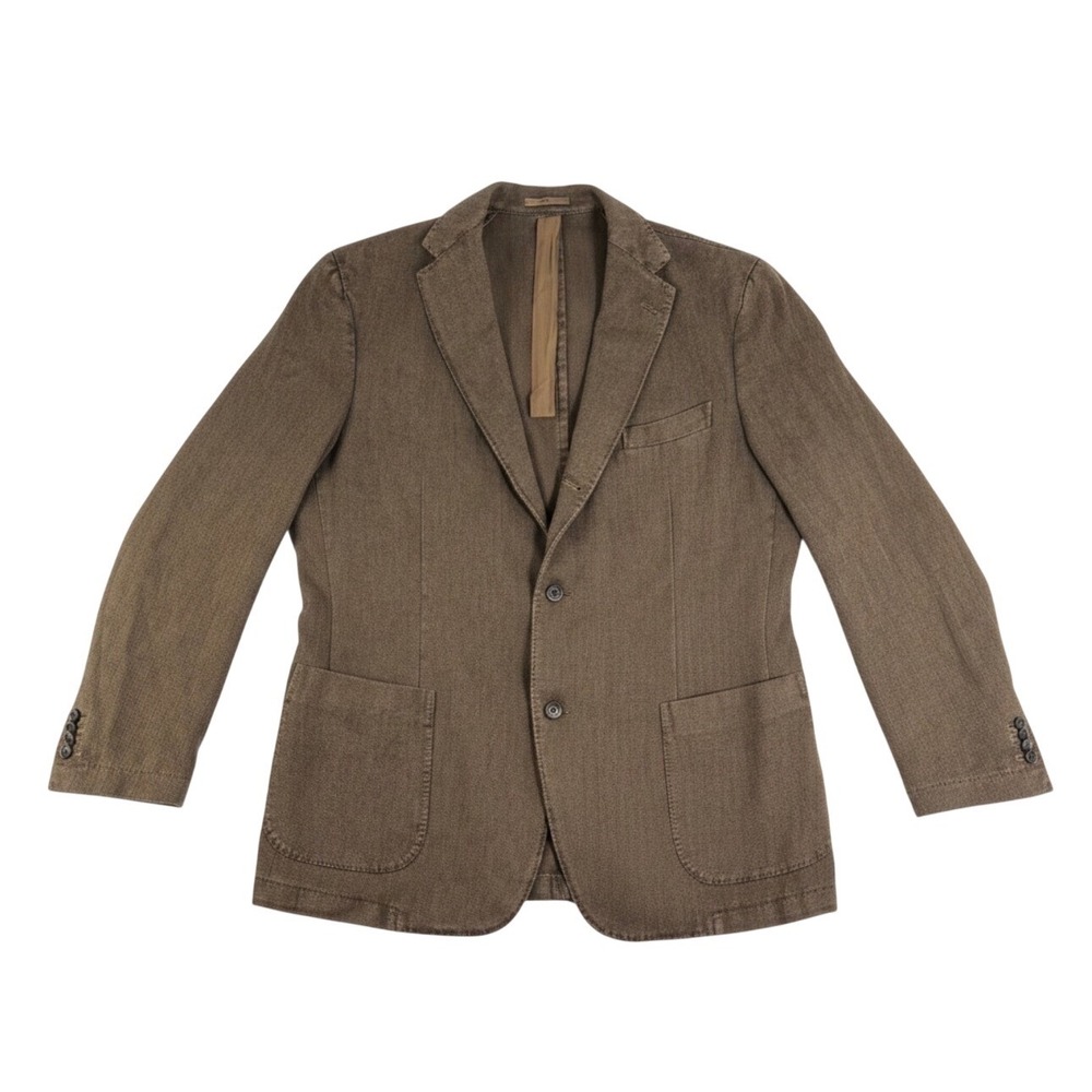 Boglioli COAT Mens Brown Herringbone Unstructured Blazer Sport Coat Size 58 IT